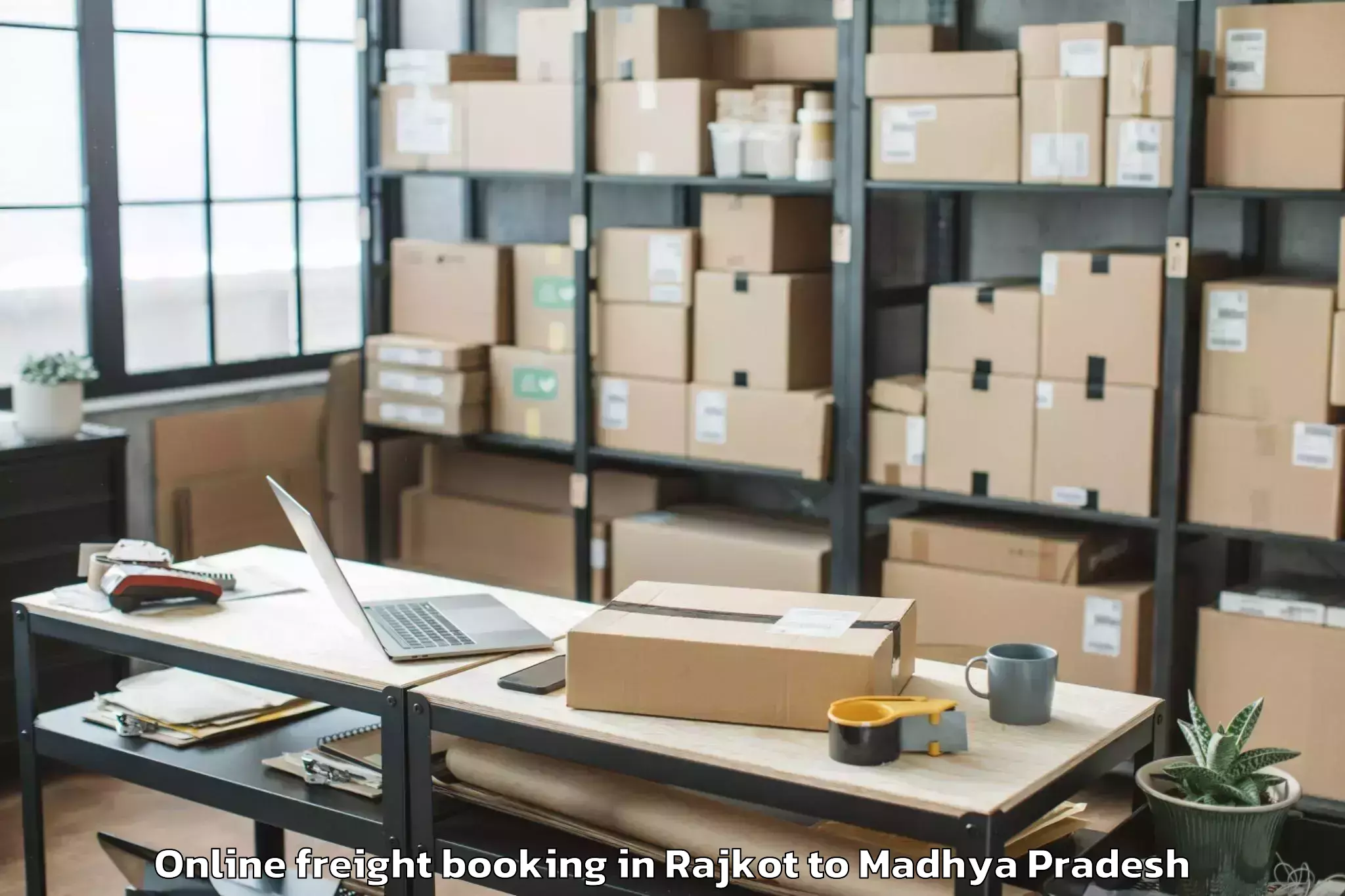 Easy Rajkot to Dabra Online Freight Booking Booking